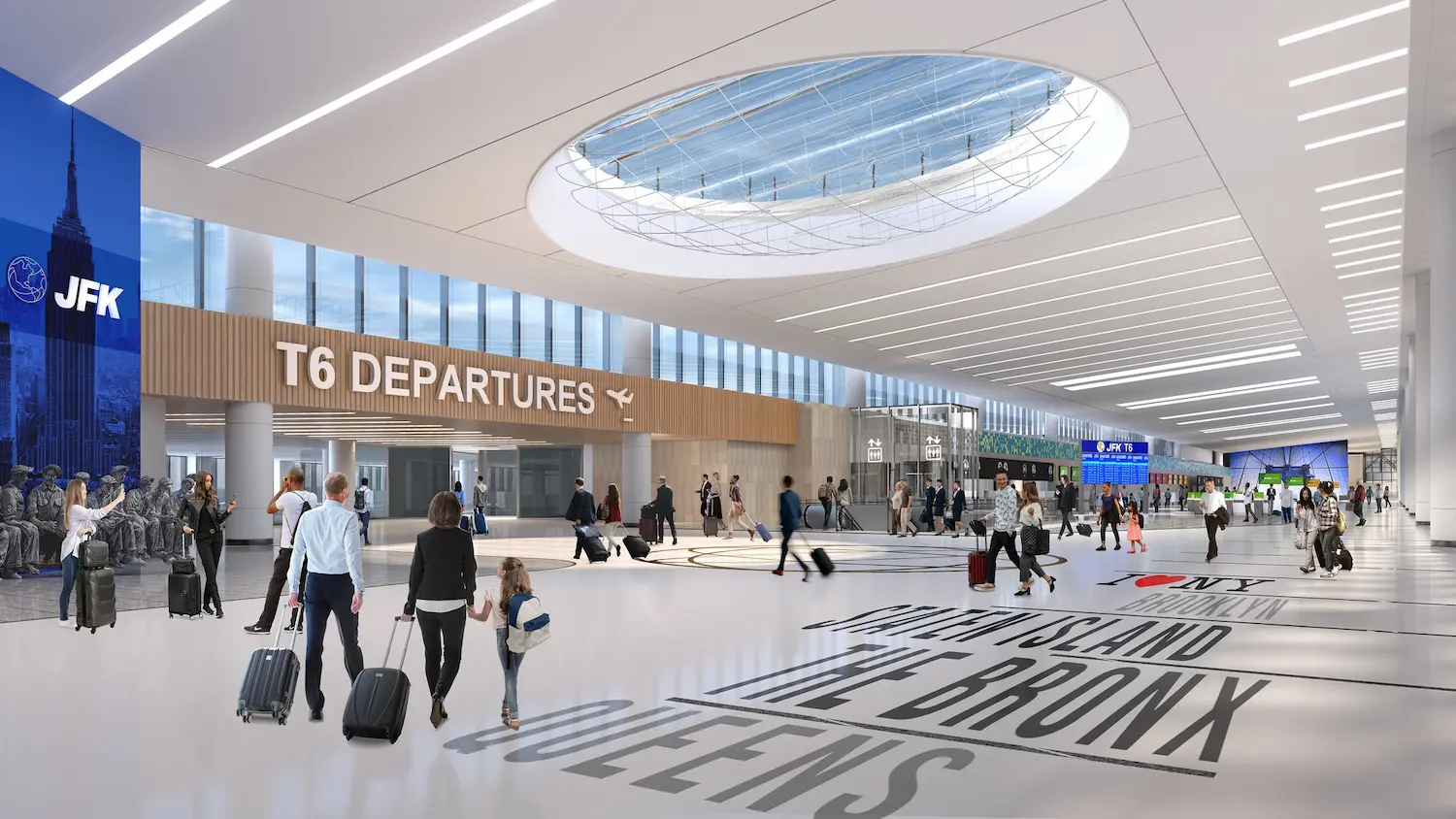 This rendering shows the new Terminal 6's east hall. Credit: JFK Millennium Partners